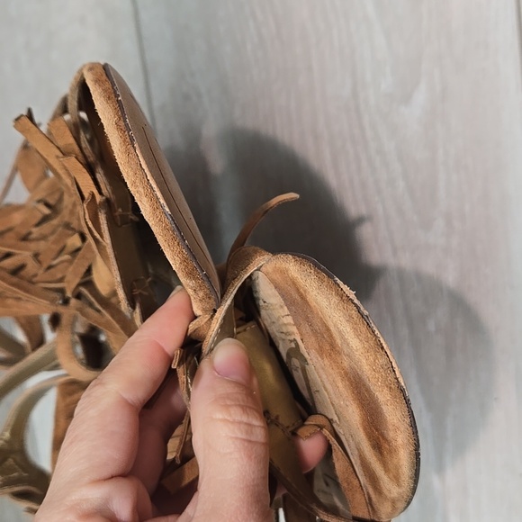 Sam Edelman Women Sandra Fringe Leather Wedge Sandals Shoes Sz 9 - Picture 5 of 11